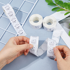 4ロール2種類のスタイルの紙製粘着ステッカー  花  ホワイト  25mm  500PCS /ロール  2ロール/スタイル&nbsp;DIY-FH0010-69