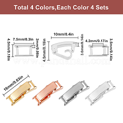 16セット4色の真鍮製折りたたみ式留め具  長方形  ミックスカラー  4.5~10x3.2~7.5x2~4.5mm  4セット/カラー&nbsp;KK-SC0005-45A