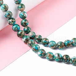 組み立てられた天然のインペリアルジャスパーと合成オパールビーズ連売り  染め  ラウンド  ブルー  10mm  穴：1.2mm  約40個/連  15.94''（40.5センチメートル）&nbsp;G-K317-A26-01