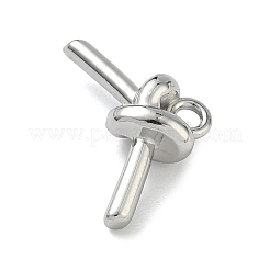 304ステンレススチールチャーム  結び目  ステンレス鋼色  10.5x18x5.5mm  穴：1.8mm&nbsp;STAS-P423-08P