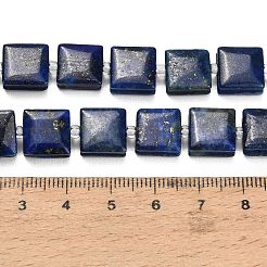 染め加工天然のラピスラズリビーズ連売り  正方形  シードビーズで  10.5x10.5x5.5mm  穴：0.8mm  約32~33個/連  15.35~15.75''（39~40センチメートル）&nbsp;GG-F802-B14-01