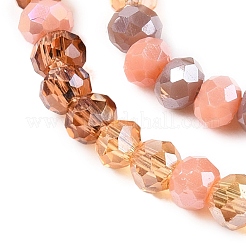 電気メッキガラスビーズセット  ファセット(32ファセット)  ロンデル  桃パフ  2.5x2mm  穴：0.6mm  約180~186個/連  13.39~13.78インチ（34~35cm）&nbsp;GLAA-T023-A16-05