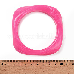 女性用アクリルバングル  正方形  濃いピンク  7/8インチ（2.1cm）  内径：2-5/8インチ（6.55cm）&nbsp;LS-BJEW-G356-01A