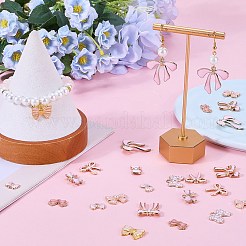 40個10スタイルアロイペンダント  エナメル  蝶結び  ピンク  8.5~26.5x12~26x1~5mm  穴：1.4~3mm  4個/スタイル&nbsp;ENAM-SC0004-97