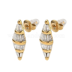 女性用304ステンレススチールラインストーンスタッドピアス  菱形  18KGP本金メッキ  21.5x7.5mm&nbsp;SA-CBA0E8A-03G