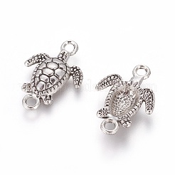 チベットスタイルの合金リンクコネクター  カメ  アンティークシルバー  21x14.5x4mm  穴：2mm&nbsp;PALLOY-F224-24AS