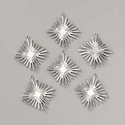 真鍮チャーム  ひし形/フラットラウンドチャーム  菱形  31x29x1mm  穴：1mm&nbsp;LS-KK-WH0044-95B