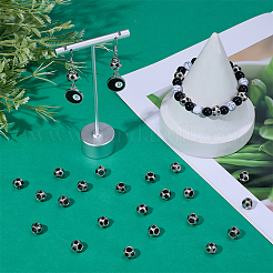 大きな穴のフットボール/サッカーボール合金エナメルヨーロピアンビーズ30個  スポーツビーズ  ブラック  9x8mm  穴：4.2mm&nbsp;MPDL-SC0001-12