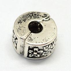 合金ヨーロピアンスタイルクラスプ  花を持つ列  アンティークシルバー  11x6mm  穴：3mm&nbsp;PDLC-R001-07