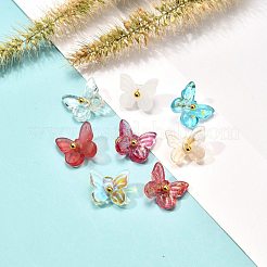 クリアガラスペンダント  混合スタイル  真鍮パーツ  ゴールドカラー  蝶  ミックスカラー  9x11x9.5mm  穴：3mm&nbsp;PALLOY-JF00901