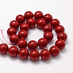 シェルパールビーズ連売り  グレードA  ラウンド  暗赤色  14mm  穴：1mm  約28~29個/連  16インチ&nbsp;X-BSHE-L026-01-14mm