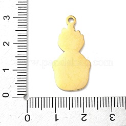 304ステンレススチール製フルーツエナメルペンダント  18KGP本金メッキ  パイナップル  28.5x15x1.5mm  穴：1.8mm&nbsp;STAS-G362-04G-08
