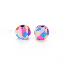手作り樹脂粘土ビーズ  ジュエリー工芸用品のDIY用  ラウンド  スレートブルー  8.5~9x8mm  穴：1.8mm&nbsp;CLAY-N008-054A-07