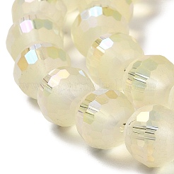 電気メッキガラスビーズセット  虹メッキ  つや消しとファセット(96面)  ラウンド  トウモロコシの穂の黄色  9.5~10x9~9.5mm  穴：1.8mm  約69~70個/連  24.57''（62.4~63.1センチメートル）&nbsp;EGLA-Z001-03A-FR02