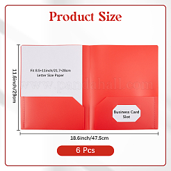 PPプラスチックファイルフォルダー6個  シート ドキュメント オーガナイザー  長方形  レッド  290x240x2mm&nbsp;AJEW-CP0006-39A