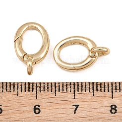 真鍮スプリングゲートリング  オーバル  長持ちメッキ  ラックめっき  ゴールドカラー  15.5x9.5x5mm  穴：1.6mm&nbsp;KK-CBAA482-02G