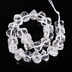 天然石クオーツクリスタルビーズ連売り  水晶  ナゲット  多面カット  7~8x10~14x10~14mm  穴：1mm  約25~28個/連  7.48~7.87''（19~20センチメートル）&nbsp;G-N327-05-33