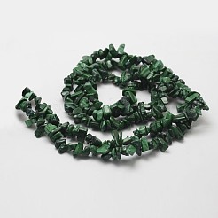 天然石マラカイトビーズ連売り  チップ  濃い緑  3~5x7~13x2~4mm  穴：0.4mm  32インチ&nbsp;X-G-F328-30