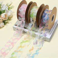 ポリエステルレーストリム  ちょう結び用のリボン  花  ギフトデコレーション  ピンク  2~2-1/8インチ（52~53mm）&nbsp;OCOR-WH20008-06C
