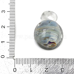 手作りランプワークペンダント  ラウンド  ライトスチールブルー  27.5~28.5x17.5~18mm  穴：4.5~5mm&nbsp;LAMP-Q005-07C