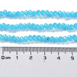 焼き絵用塗料、模造翡翠ガラスビーズの連  ファセットロンデル  ディープスカイブルー  4x3mm  穴：0.8~1mm  約105~110個/連  38~39cm&nbsp;DGLA-A034-J4MM-A13