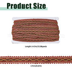 14.5mのポリエステルレーストリムリボン  DIYクラフト縫製アクセサリー  砂茶色  5/8インチ（17mm）  約15.86ヤード（14.5m）/バンドル&nbsp;OCOR-WH0101-244D