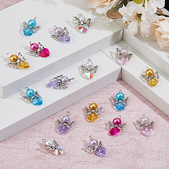 ガラスチャーム  チベットのスタイル合金ビーズで  天使のチャーム  ミックスカラー  25.5~26x18x8mm  穴：2.5~3mm  48個/セット&nbsp;PALLOY-DC00012