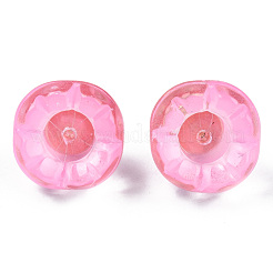 透明スプレー塗装ガラスチャーム  ライトゴールドメッキ真鍮パーツ  花  パールピンク  14x13x13mm  穴：2mm&nbsp;GLAA-N035-031-C09