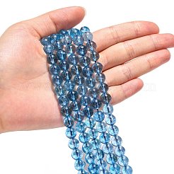 天然石クオーツクリスタルビーズ連売り  模造キヤナイト  ラウンド  染め＆加熱  8mm  穴：1mm  約46個/連  15インチ&nbsp;G-G099-8mm-21