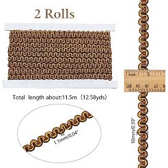 ポリエステルウェーブリボン  カーテン飾り  マスクと衣装のアクセサリー  コーヒー  3/8~1/2インチ（10~12mm）  約12.58ヤード（11.5m）/カード&nbsp;OCOR-WH0085-29B