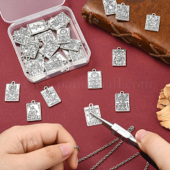 40pcs20スタイルチベットスタイル亜鉛合金ペンダント  タロットの四角形  アンティークシルバー  23x14.5x1.5mm  穴：1.5mm&nbsp;FIND-CJC0004-36