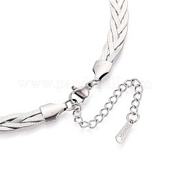 7mm 304ステンレススチール編みヘリンボーンチェーンネックレス  変色しない  ステンレス鋼色  15.75インチ（40cm）&nbsp;NJEW-N058-19P