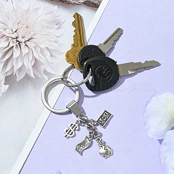 合金キーホルダー  鉄パーツ  ドル  アンティークシルバー  7.7cm&nbsp;KEYC-YW00048