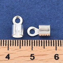 真鍮製折りたたみ式カシメエンドパーツ  圧着コードの端を折ります  カドミウムフリー＆鉛フリー  925銀メッキ  9.5x5x4.8mm  穴：2.2mm  内径：4mm&nbsp;KK-C163-08S