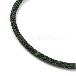 編組炭素鋼ワイヤーブレスレット作り  金メッキ真鍮エンドキャップ付き  濃い緑  0.25cm  内径：2-3/8インチ（6.1cm）&nbsp;MAK-A017-B56