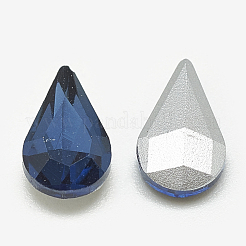 ポイントガラスラインストーンカボション  バックメッキ  多面カット  ティアドロップ  モンタナ州  8x5x3mm&nbsp;RGLA-T082-5x8mm-13