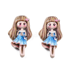 オペーク樹脂カボション  女の子  ライトスカイブルー  24.5x13.5x4.5mm&nbsp;LS-CRES-N018-048