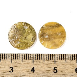 スプレー塗装された天然アコヤ貝コネクタチャーム  ディスク  ダークチソウ  13x1.2mm  穴：1mm&nbsp;BSHE-S304-17A