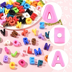 52個26スタイル不透明アクリルヨーロピアンビーズ  大穴ビーズ  文字az  ミックスカラー  19.8~21x8.7~18.3x13.6~13.8mm  穴：6.3mm  2個/スタイル&nbsp;OACR-FS0002-08