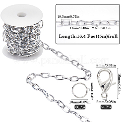 DIY酸化アルミニウムアズキチェーンネックレス/ブレスレット作成キット  銀  19.5~28x11~58x2.5mm  5 M&nbsp;DIY-SP0001-87B-S