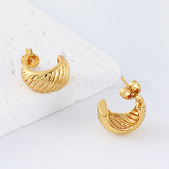 女性用304ステンレススチールスタッドピアス  ハーフフープピアス  ゴールドカラー  15x13mm&nbsp;JS6916
