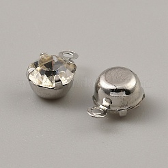 真鍮製マイクロパヴェキュービックジルコニアチャーム  ラウンド  プラチナ  8.5x6x5mm  穴：1mm&nbsp;X-KK-WH0062-112D-P