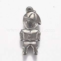 変色しにくい304ステンレススチールペンダント  男の子  ステンレス鋼色  22x9x3mm  穴：1.2mm&nbsp;STAS-Z012-23P