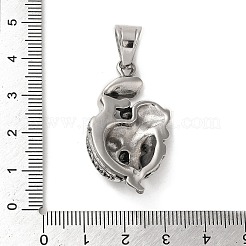 316lステンレススチールチベットスタイルラインストーンペンダント  虎  38x22x7.5mm  穴：9x7mm&nbsp;STAS-D096-01D-AS