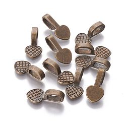 合金グルーオンフラットベイル  カドミウムフリー＆ニッケルフリー＆鉛フリー  ハート  アンティークブロンズ  22x10.5x7.5mm  穴：8x5mm&nbsp;PALLOY-A20070-AB-FF