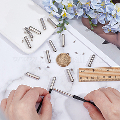 合金巾着コードエンドキャップ  鉄製のネジと鉄製のマイナスドライバー付き  プラチナ  25x6mm  穴：4mm&nbsp;FIND-NB0006-67P