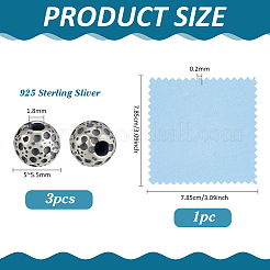 レトロ 925 スターリングシルバー スペーサービーズ  ラウンド  アンティークシルバー  5~5.5mm  穴：1.8mm&nbsp;STER-PH0004-77B