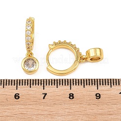 真鍮製マイクロパヴェキュービックジルコニアフープピアス  ラウンド  18KGP本金メッキ  透明  15x14x2.5mm&nbsp;KK-Z166-15G-02