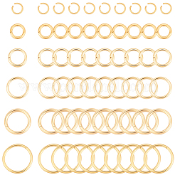 1200個6スタイル304ステンレススチール丸カン  オープン丸カン  18KGP本金メッキ  3~8x0.4~1mm&nbsp;STAS-BBC0009-56