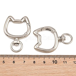 亜鉛合金回転式ナスカン  猫の形  プラチナ  39x28x5.5mm  穴：5.5x9mm&nbsp;AL-CBAC079-13P